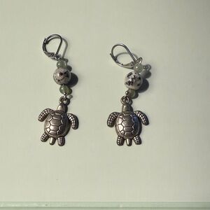 Silver Turtle Dangle Earrings